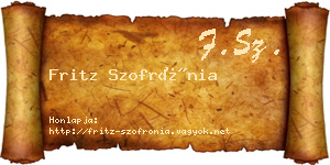 Fritz Szofrónia névjegykártya